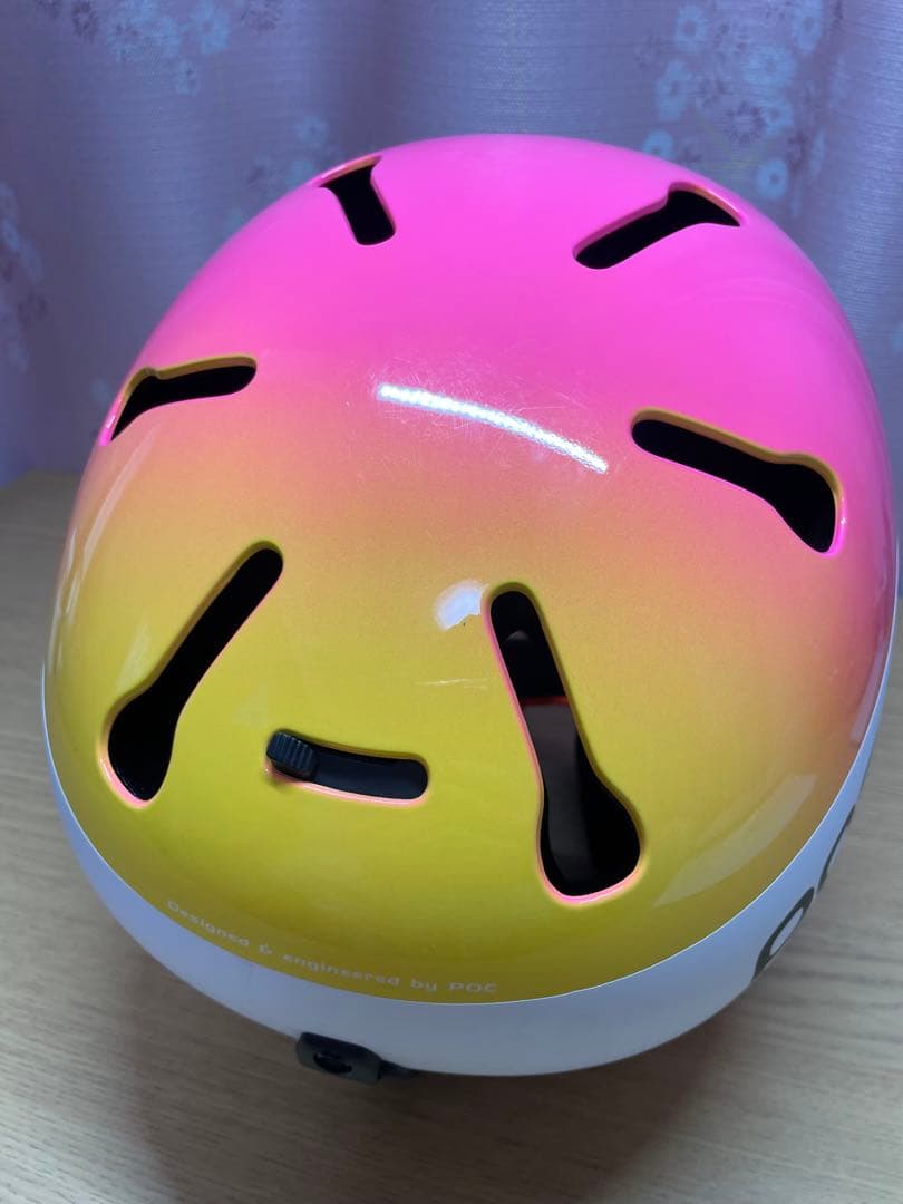 POC スキーヘルメット SL レーシング　ホワイト/イエロー/ピンク