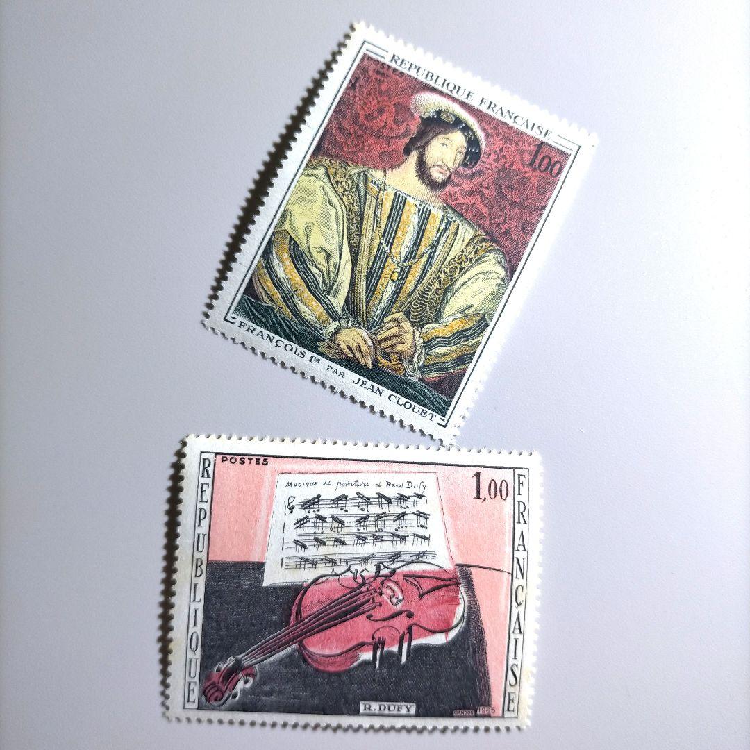 2300 外国切手 フランス 美術シリ一ズ切手 9種未使用 彫刻凹版印刷