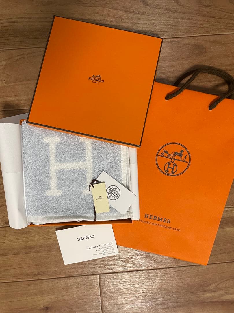 HERMES カレタオル 《アヴァロン》　ブルー・グラシエ　バースデーカード付
