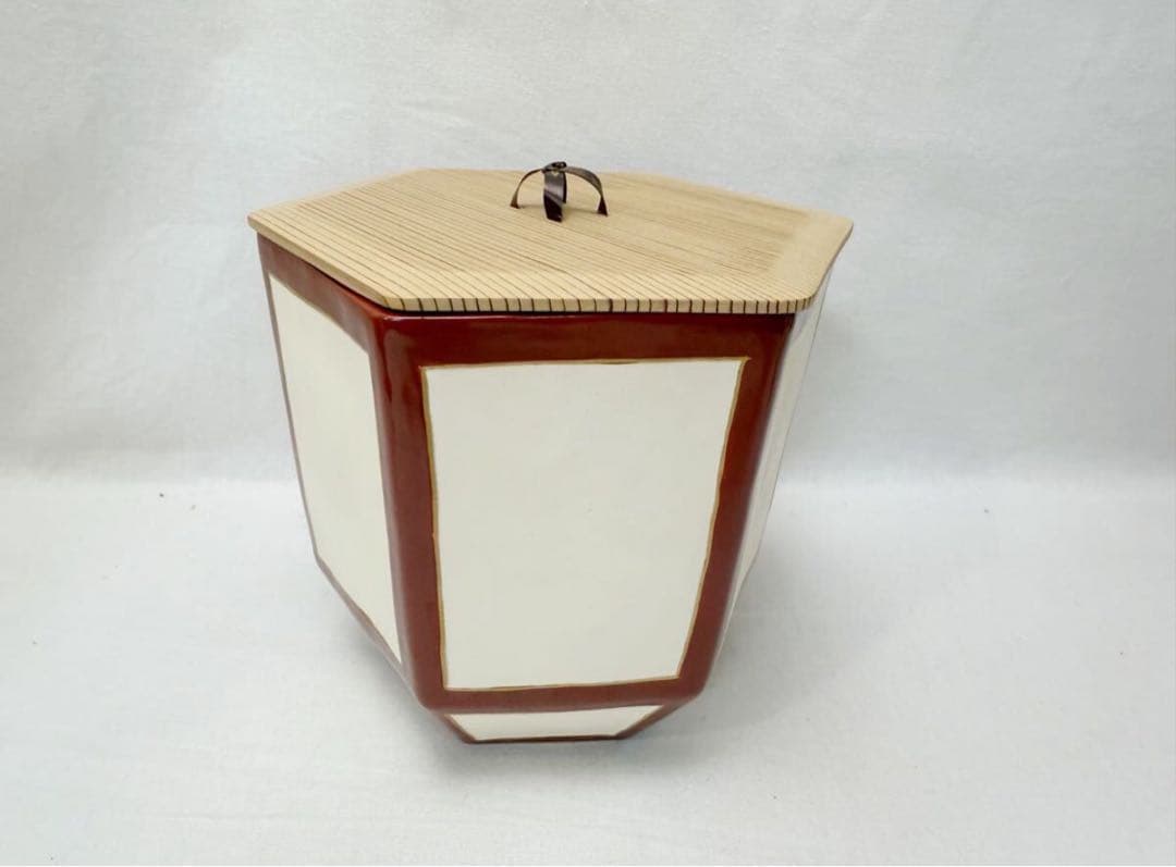 未使用 茶道具 城岳作 雪洞水指 杉蓋 難有 陶印 共箱