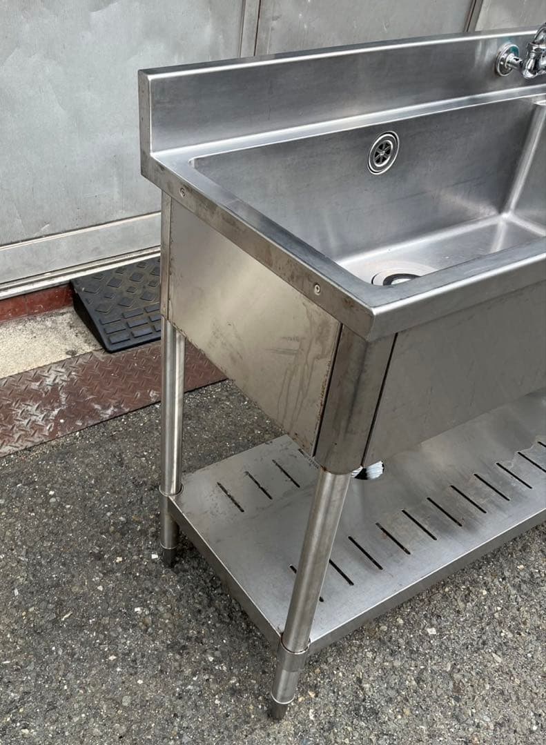 業務用 2槽シンク 2口蛇口付き 幅1500×奥450×高さ820+90