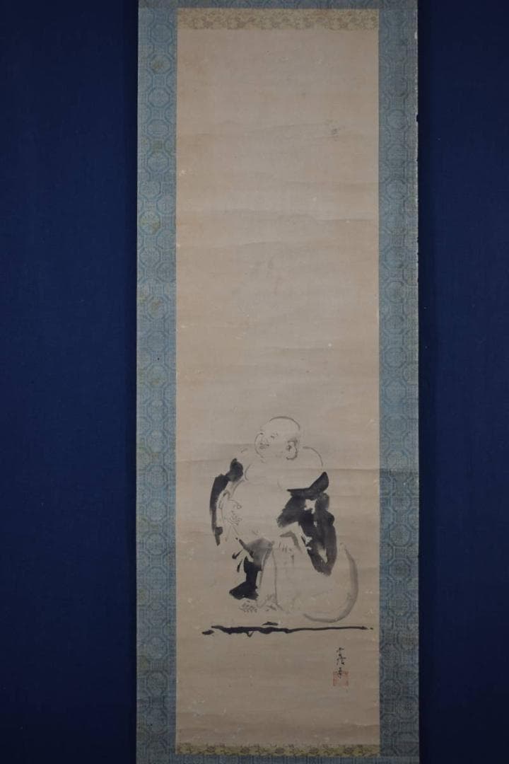 狩野常信/布袋図/川渡布袋図/掛軸/名家伝来/Z-512
