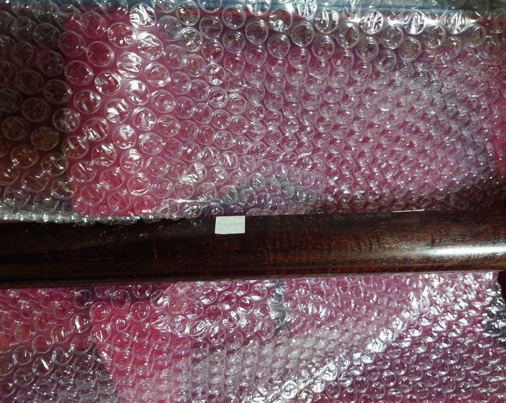 短棹三味線（棹全体に綺麗な虎斑あり）胴掛け付き　配送料¥1700込