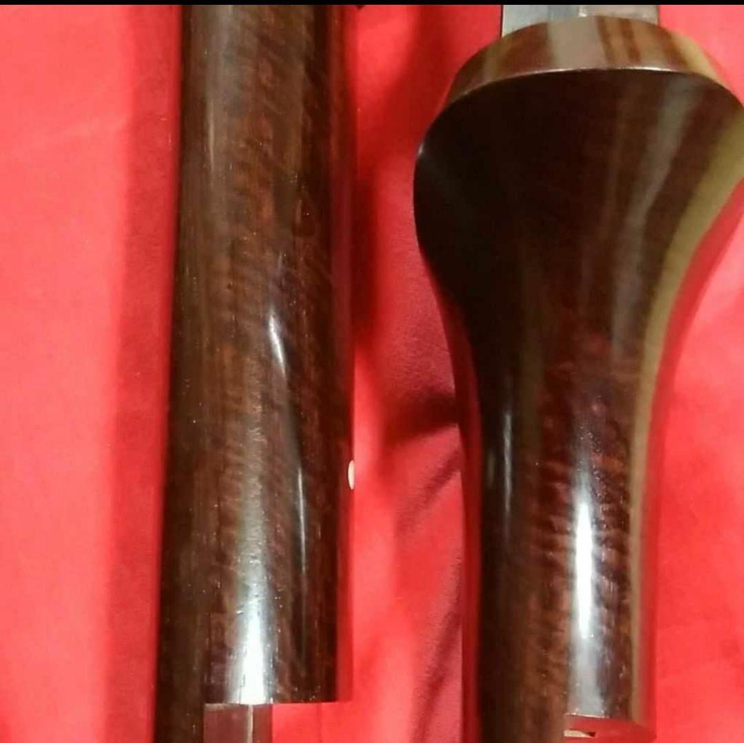 短棹三味線（棹全体に綺麗な虎斑あり）胴掛け付き　配送料¥1700込