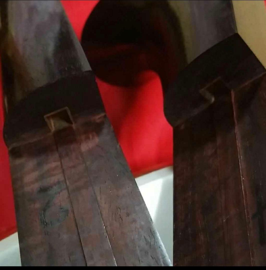 短棹三味線（棹全体に綺麗な虎斑あり）胴掛け付き　配送料¥1700込