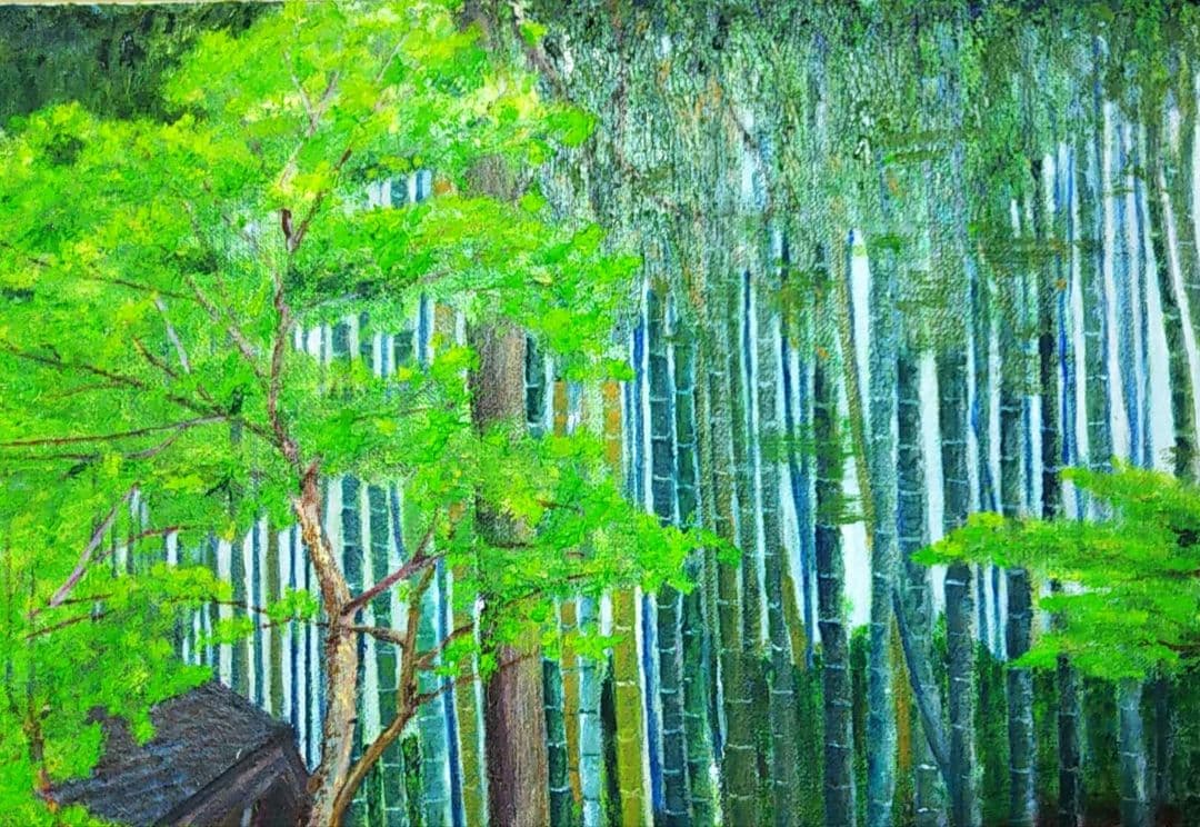 油絵 風景画 京都無鄰庵 ★ F10 【10月】