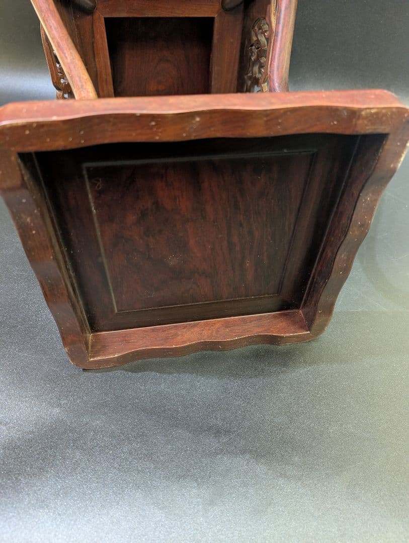 唐木 猫脚 木製 透かし彫り 花台 香炉台 高卓 茶道 華道具 無垢材 3,2㌔