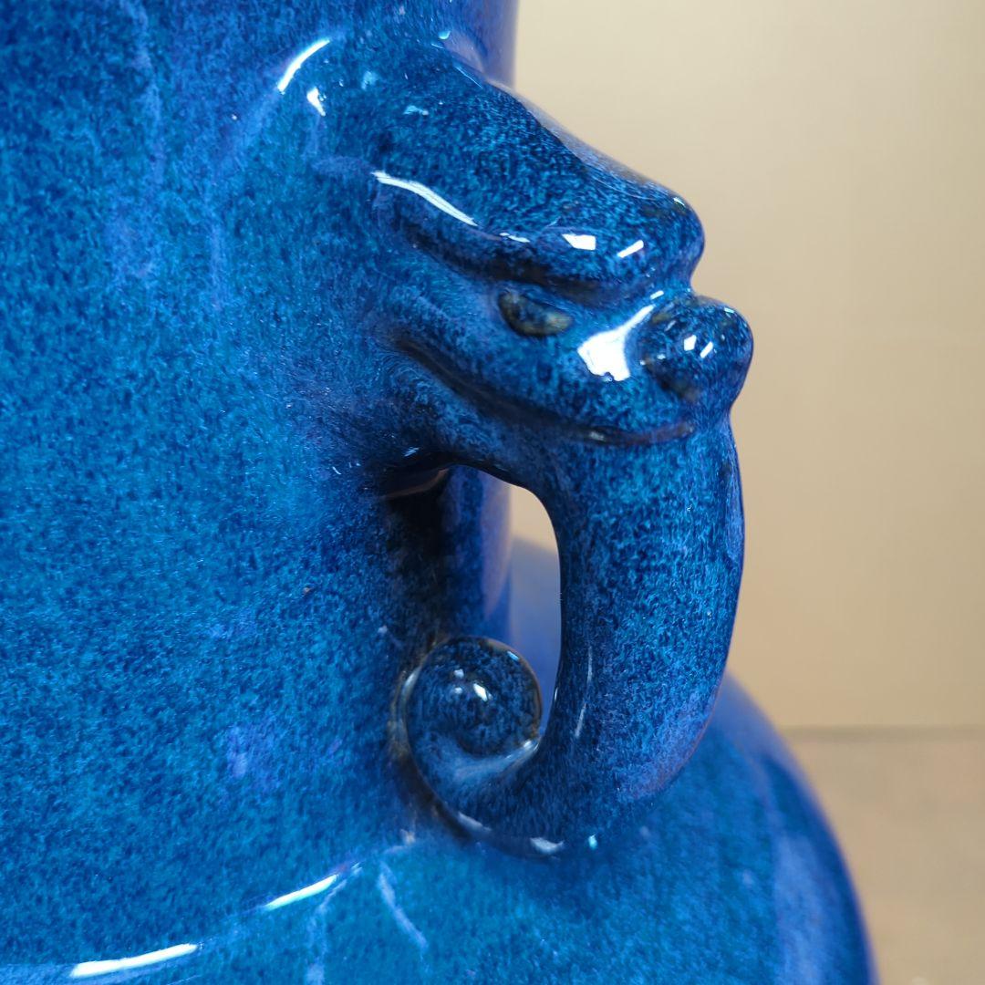 【信楽焼】生子釉象鼻耳付花瓶