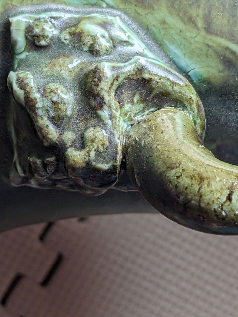 ♦中国陶磁 海鼠釉？辰砂 神獣飾り双耳 尊形花瓶 壺 瓶 古玩 古美術 骨董品