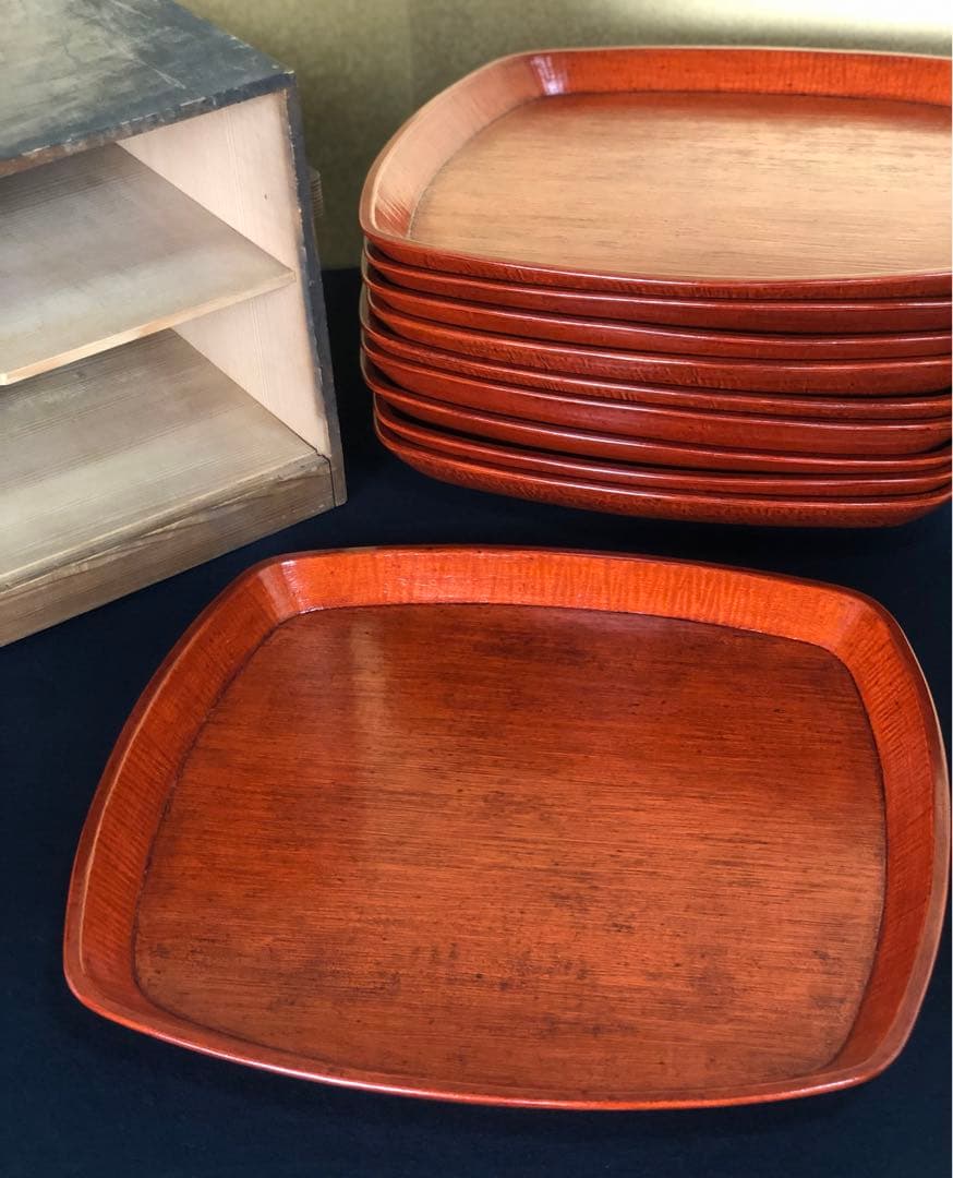 《R》刳抜 後藤塗 会席膳10客 銘々膳 四方膳 讃岐彫 260202く3