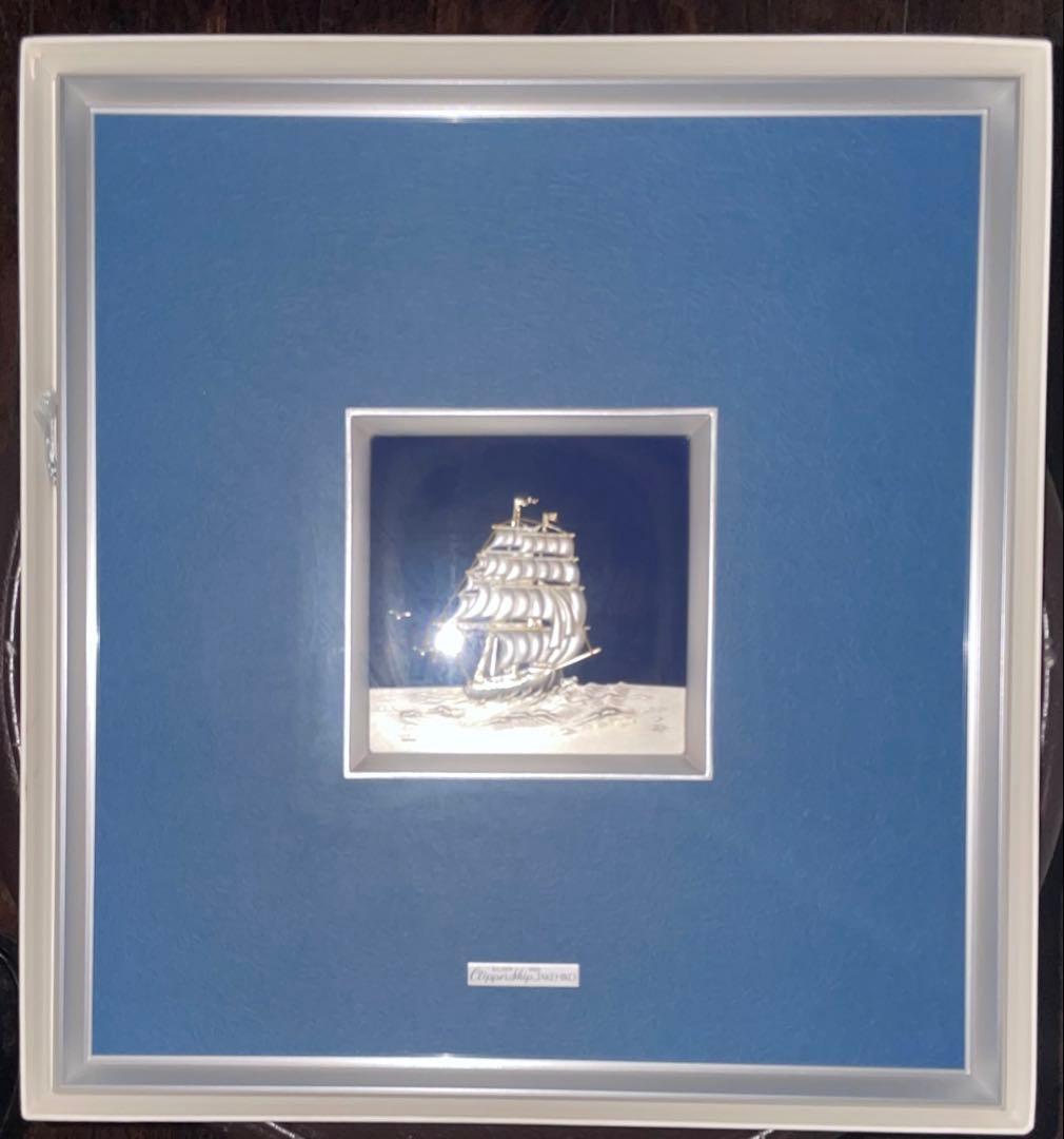 【美品】武比古 純銀額 帆船 5号 関工芸 伝統工芸品 定価7.7万 縁起物