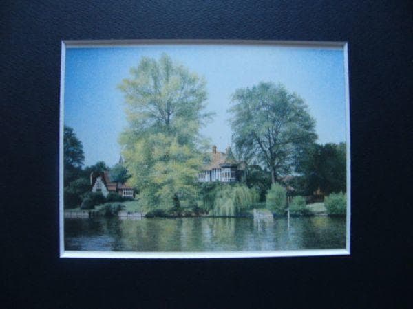 芦田芳生【河畔風景】希少画集画、状態良好、新品高級額装付