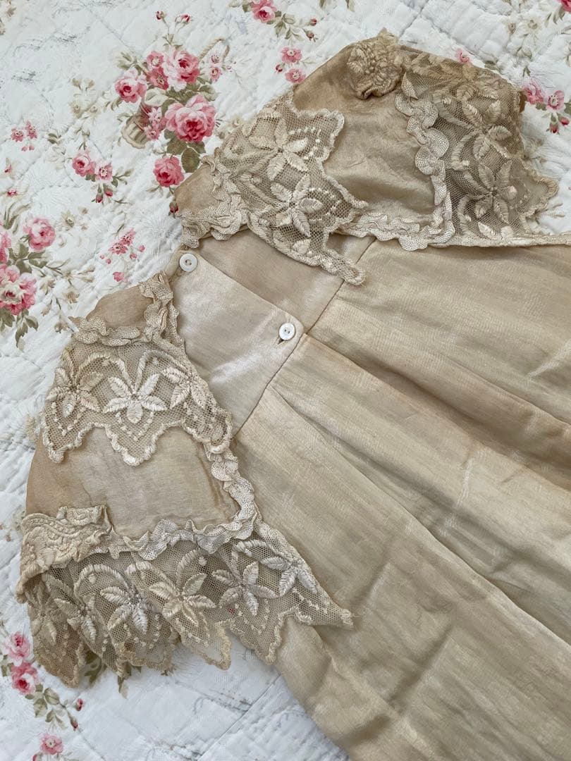SALE˚✧₊⁎1860年代 シルクベビードレスクリストニングドレス⁎⁺˳✧
