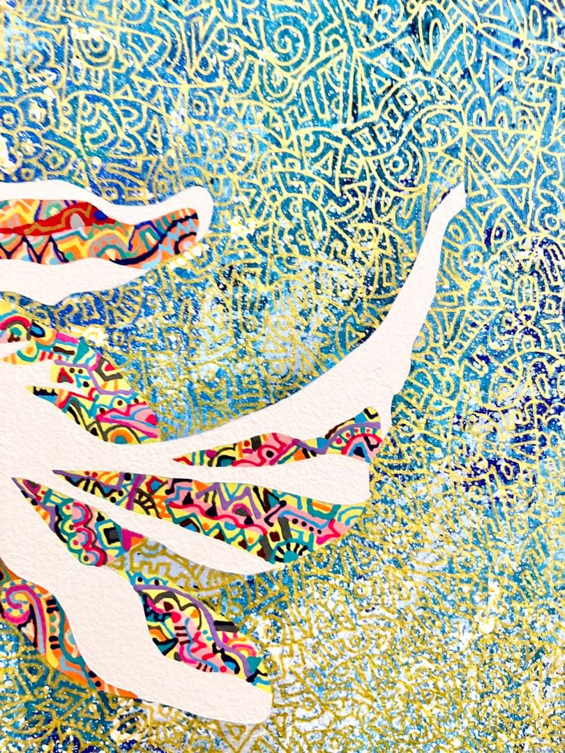 原画　鯉　動物画　絵画　アクリル画　現代アート　細密画　手描き　一点物