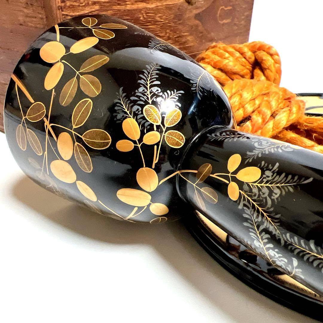 【良品】鼓　蒔絵　小鼓　胴　和楽器　漆塗り　伝統芸能　能 歌舞伎　金彩
