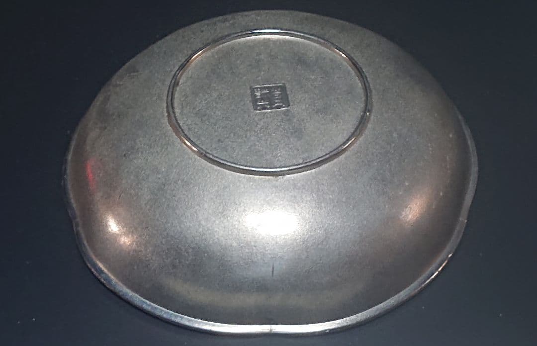 ヴィンテージ 靗光堂 梅型 菓子器 竹雀柄 約17.5㎝ 約330g