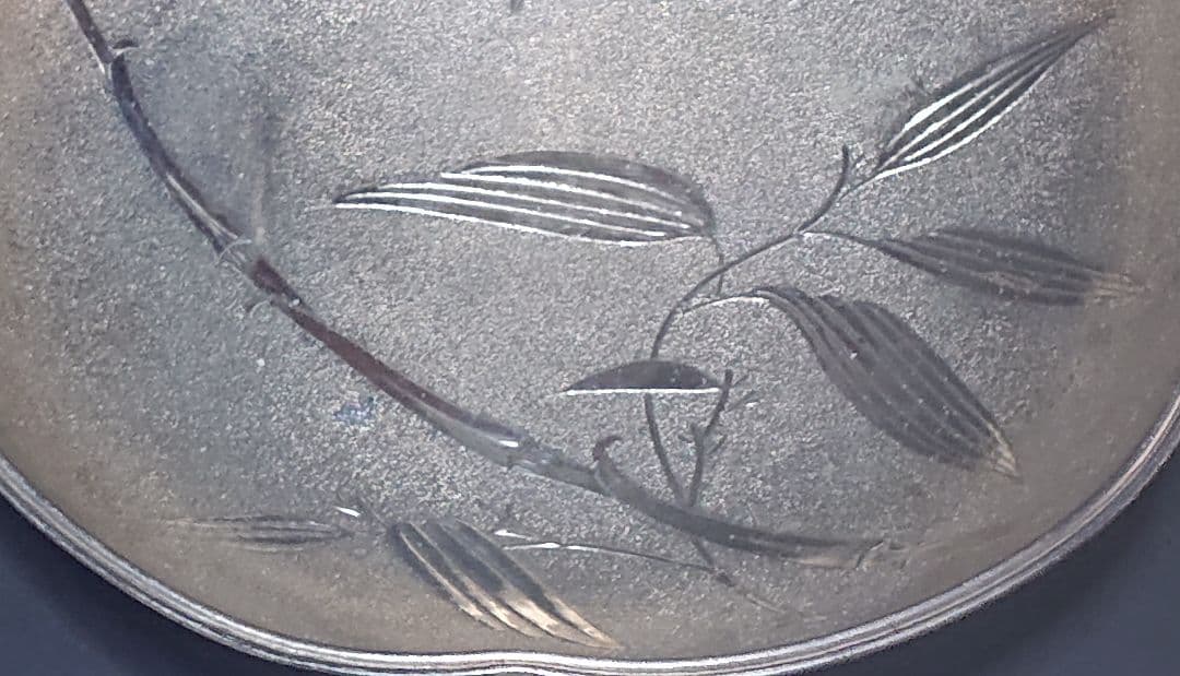 ヴィンテージ 靗光堂 梅型 菓子器 竹雀柄 約17.5㎝ 約330g