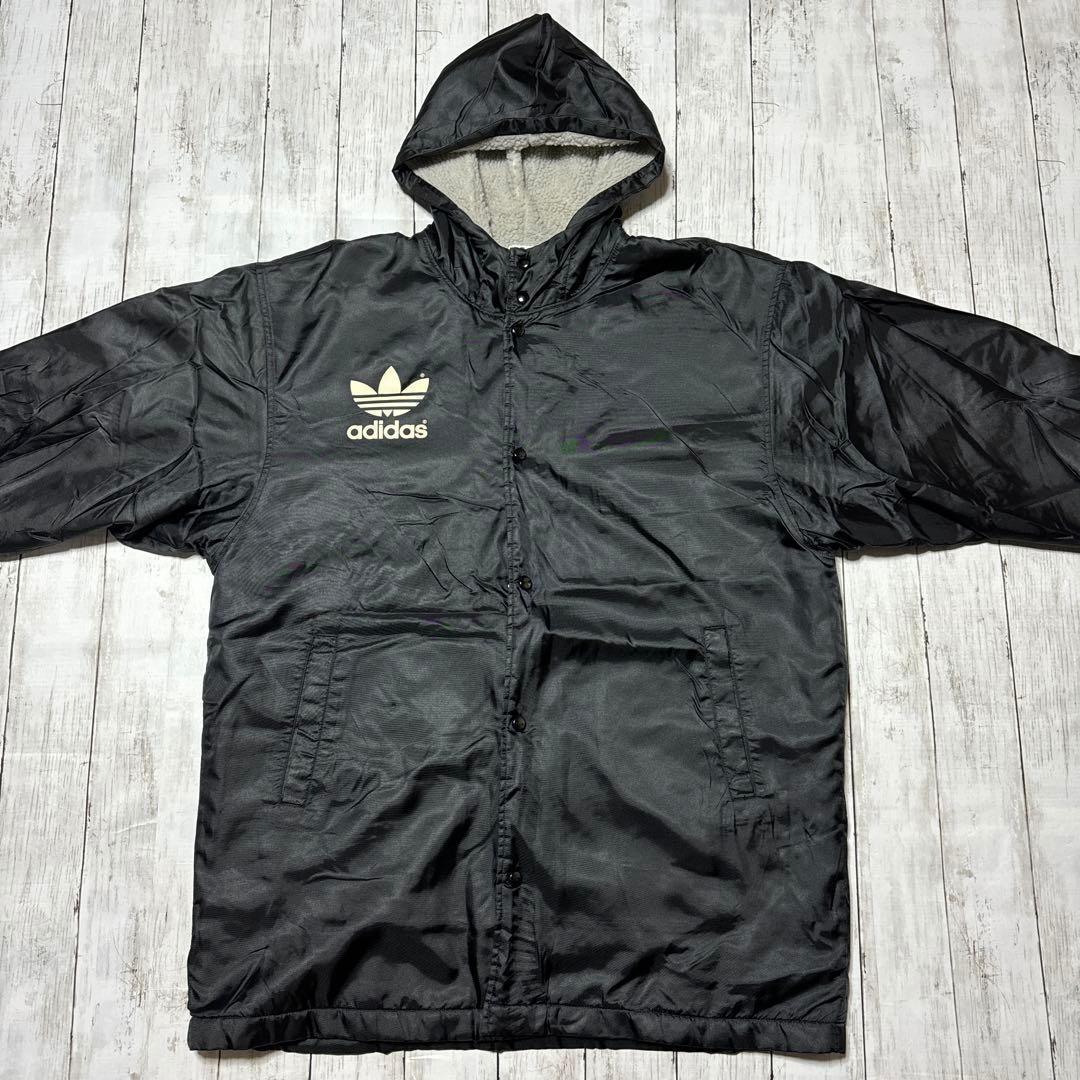 アディダス ベンチ コート ブラック ロゴ スポーツ ジャケット ウォームアップ