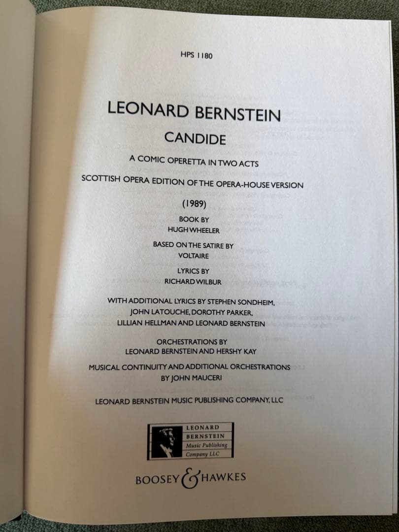 L. バーンスタイン「キャンディード」　フルスコア CANDIDE SCORE