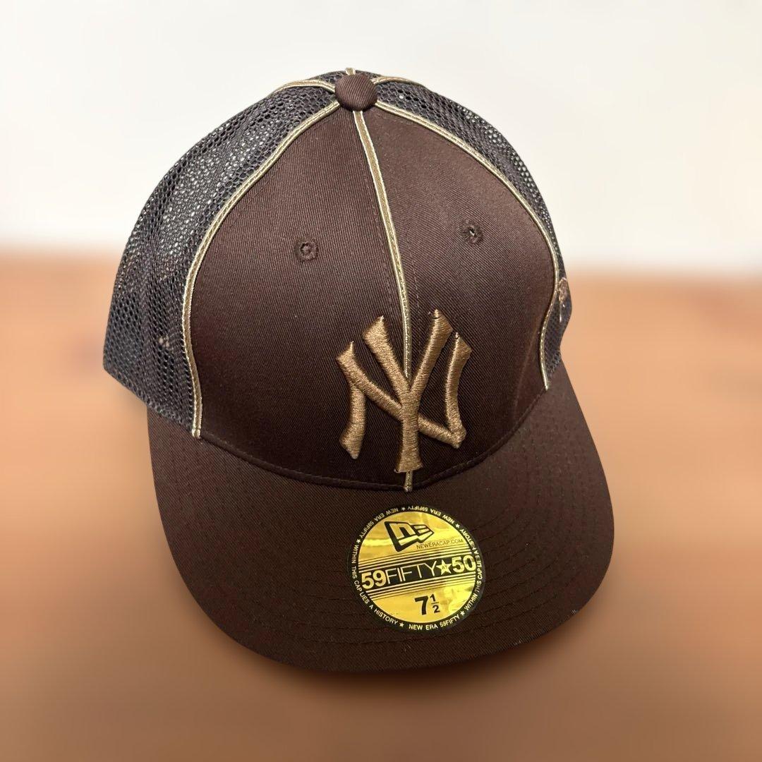 ニューエラ 59fifty ヤンキース usa製ヴィンテージ ブラウン