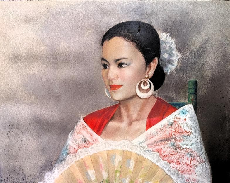 二元会常任委員審 奥野北雄 二元会総理大臣賞 師:猪熊弦一郎 パステル画直筆