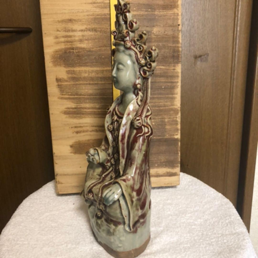 仏教美術　清代　辰砂座仏像　中国美術