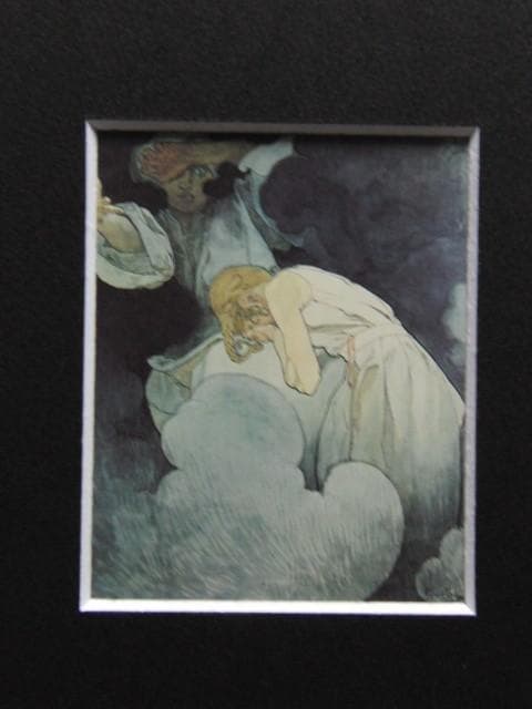 アルフォンス・ミュシャ、脅威（習作）、希少な画集より、新品高級額・額装付