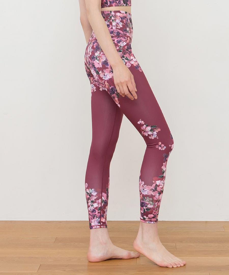 【新品未開封】SUKALAフルオブフラワーパネルレギンスMサイズ ローズコッパー