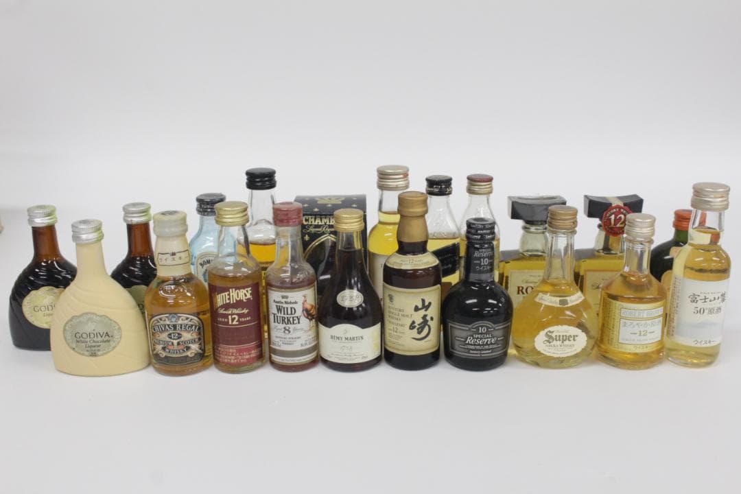 ▲未開栓/18本まとめ ミニボトル 山崎12年 ニッカ リザーブ ウイスキー