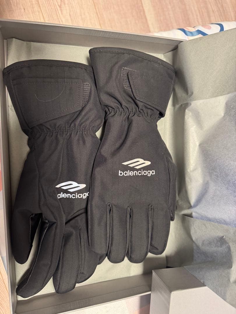 バレンシアガ ブラックグローブ3B Sports Icon Ski Gloves