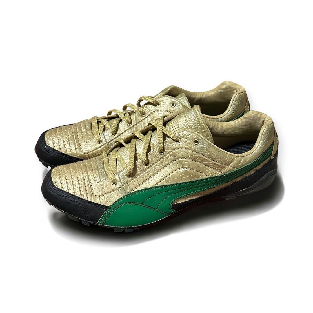 プーマ陸上競技用スパイクシューズ ゴールド/グリーン29㎝