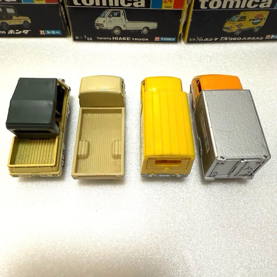 トミカ日本車シリーズ ハイエース パネルバン バモス 4台 1Eホイール