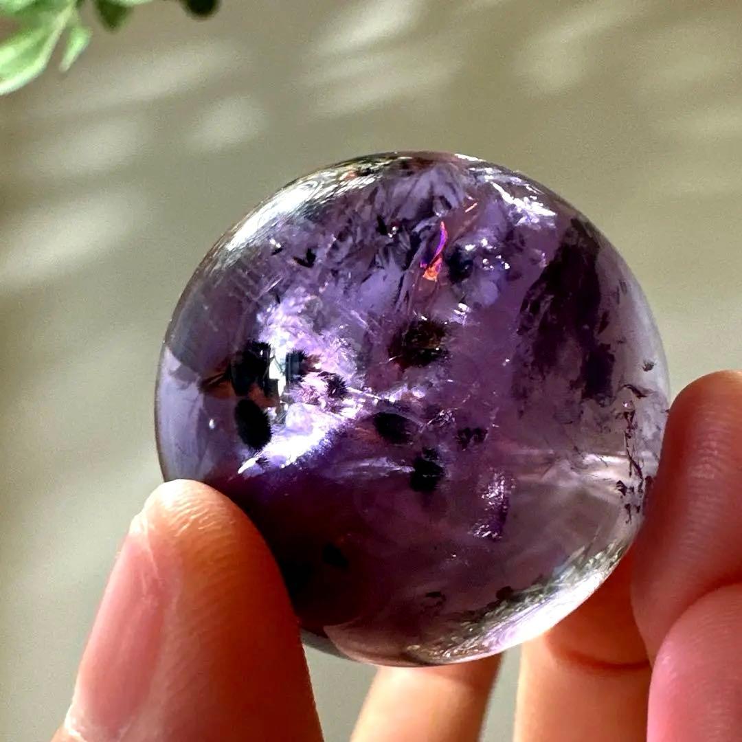 アメシスト　スフィア　高品質　ホーランダイト　虹　ファントム