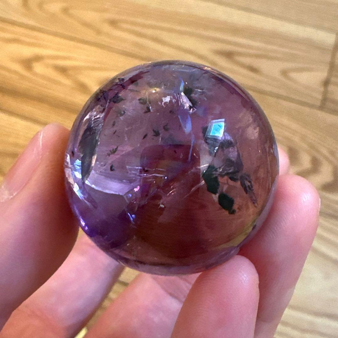 アメシスト　スフィア　高品質　ホーランダイト　虹　ファントム