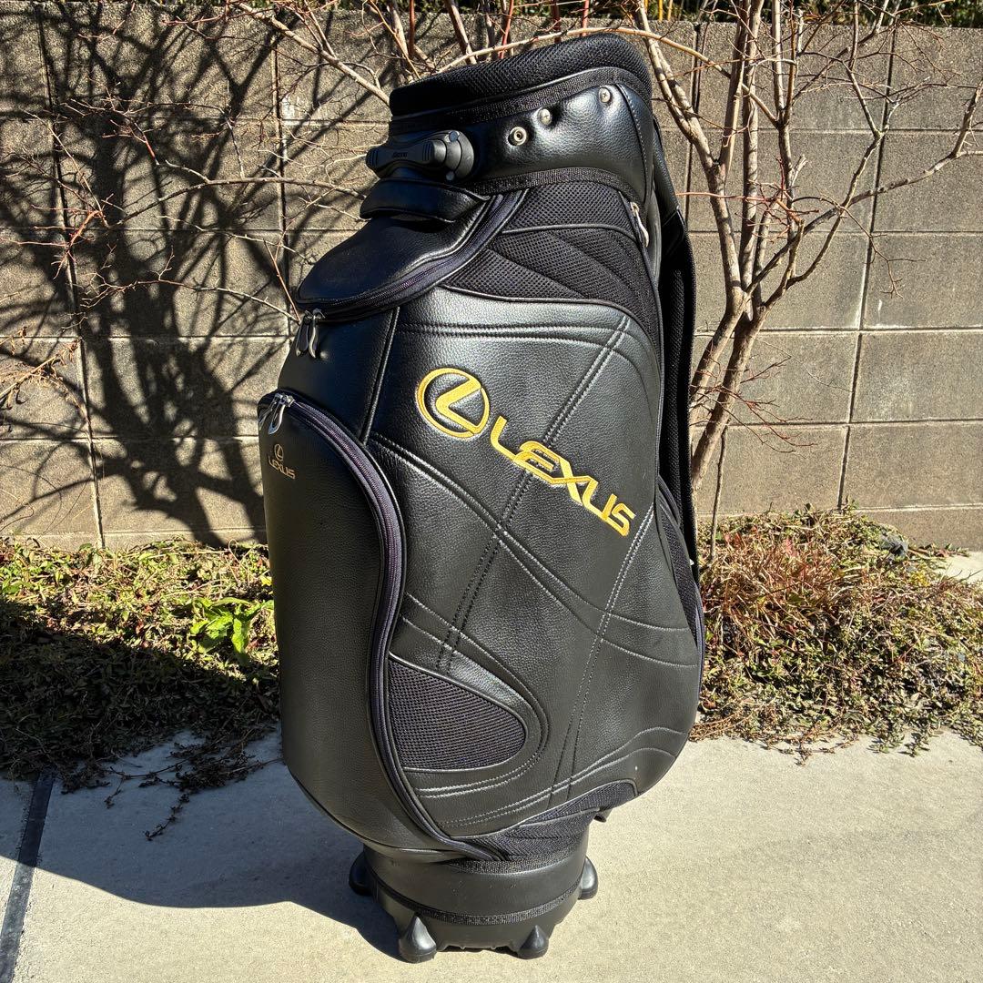 レクサス ミズノ キャディバッグ ブラック ゴールド 合皮 フード付き 綺麗