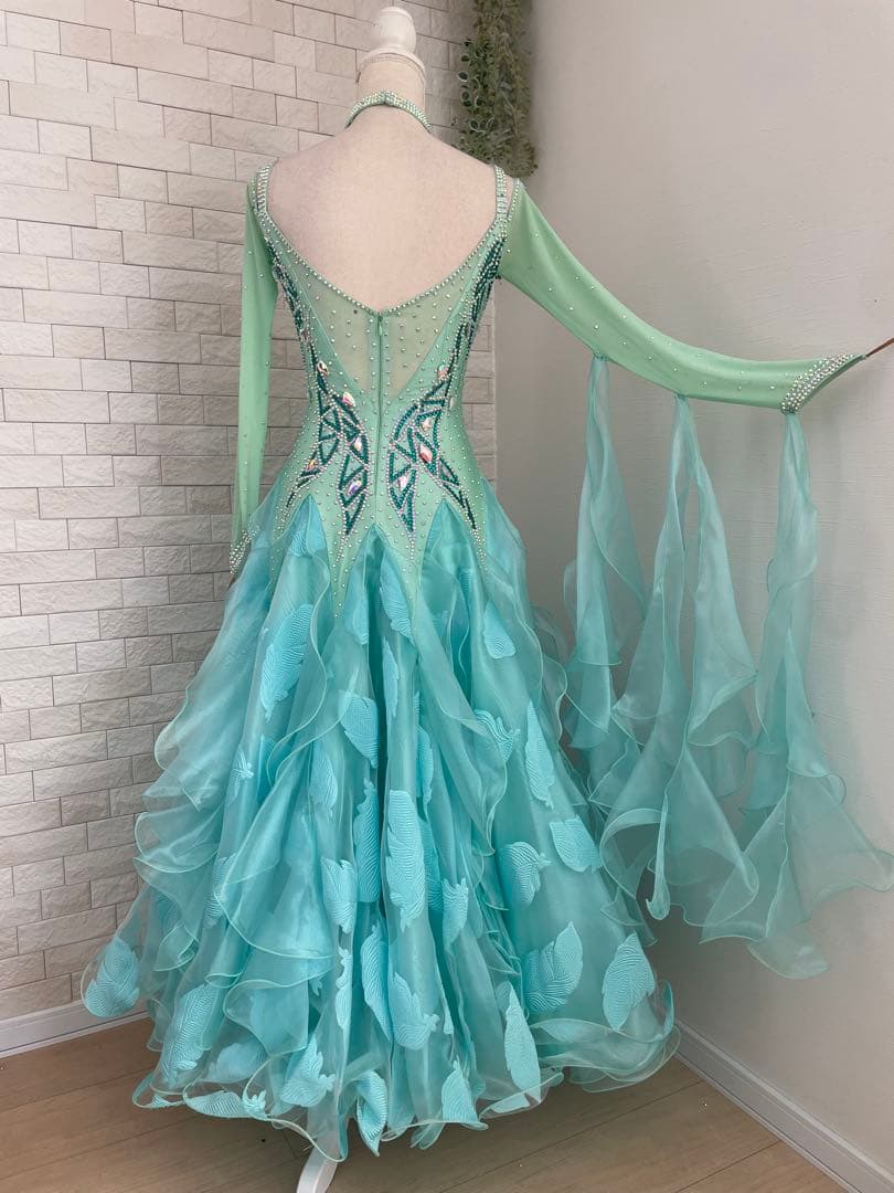 社交ダンス　スタンダードドレス⭐️ミントグリーンドレス