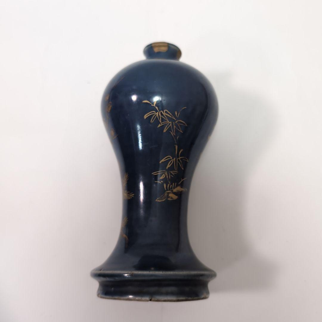 【骨董品】古清水瑠璃金彩手瓶子