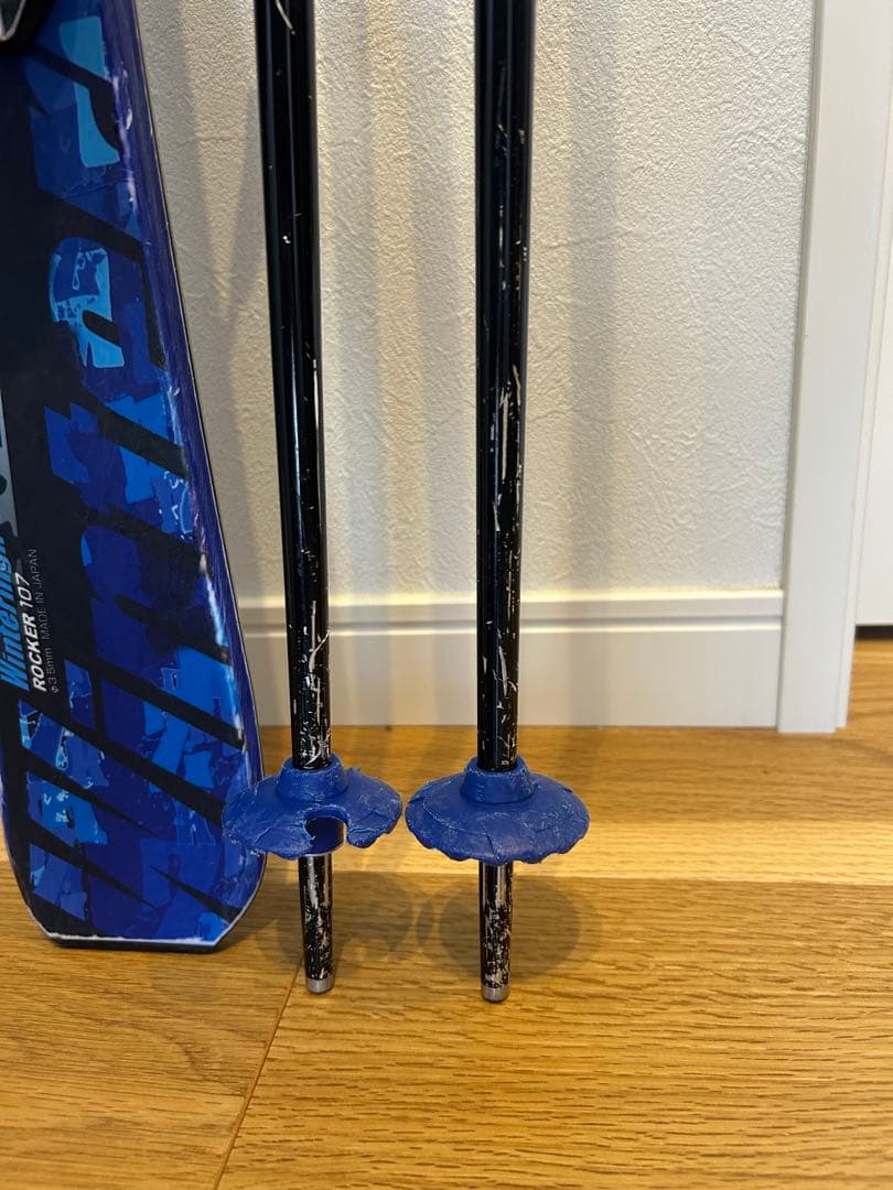 【最終値下げ】KAZAMAスキー板107cm、ブーツ、ストック3点セット