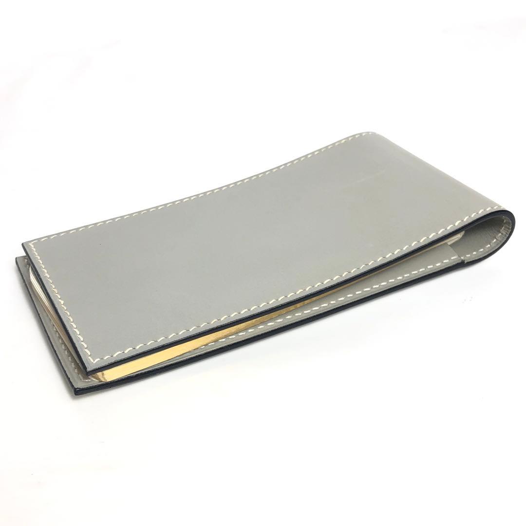 HERMES エルメス メモ帳カバー レザー グレー系 メモ帳付き