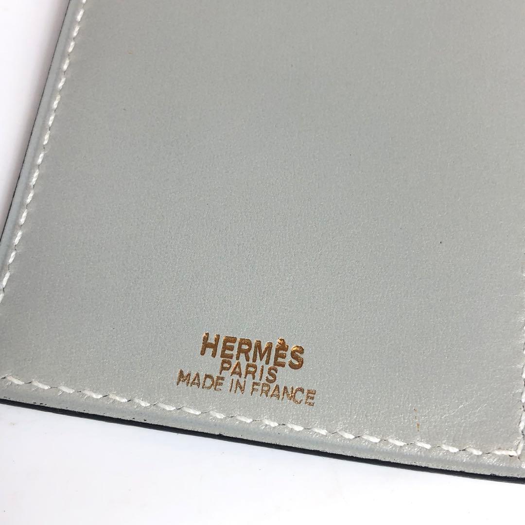 HERMES エルメス メモ帳カバー レザー グレー系 メモ帳付き
