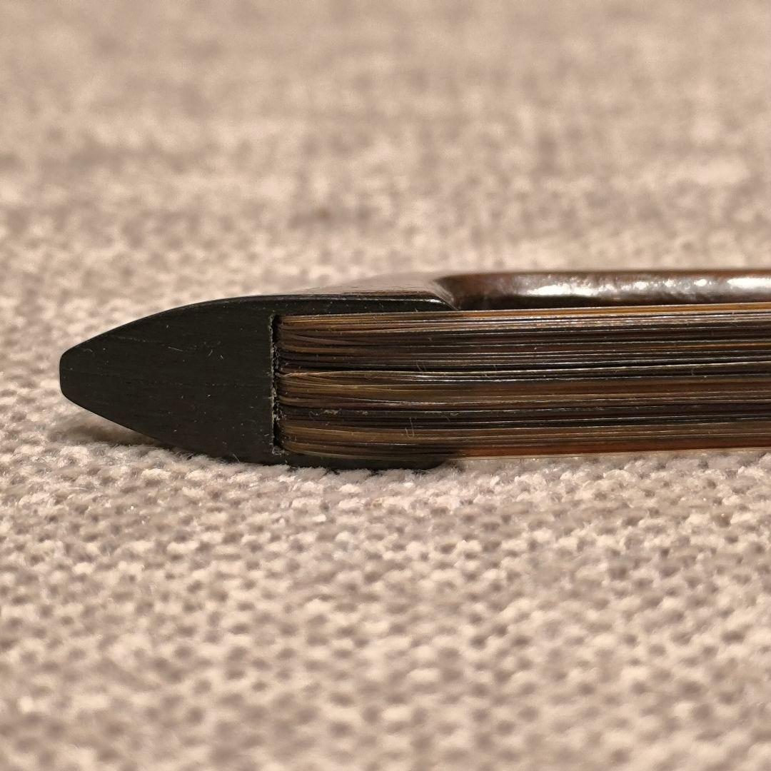 【調整済】オールドバイオリン弓 4/4 オープンフロッグ 黒茶馬毛