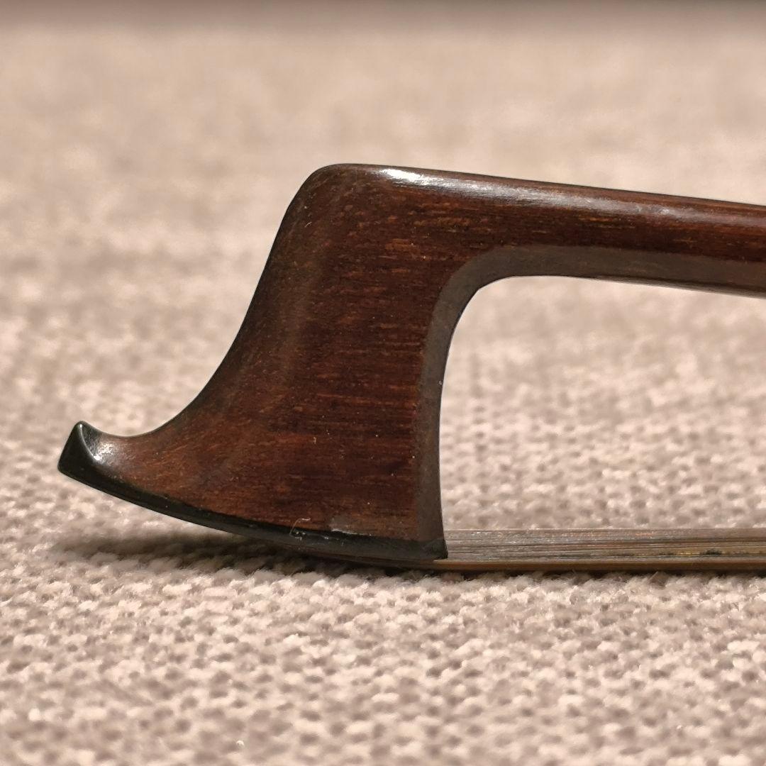 【調整済】オールドバイオリン弓 4/4 オープンフロッグ 黒茶馬毛