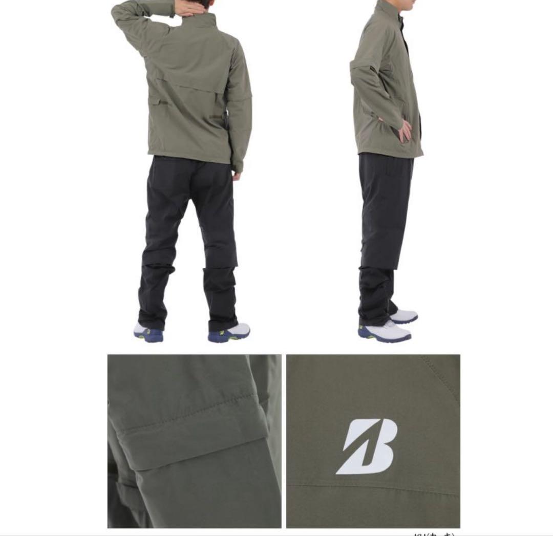 ブリヂストン ゴルフ 水神 レインウェア上下セット オリーブ/ブラック サイズM