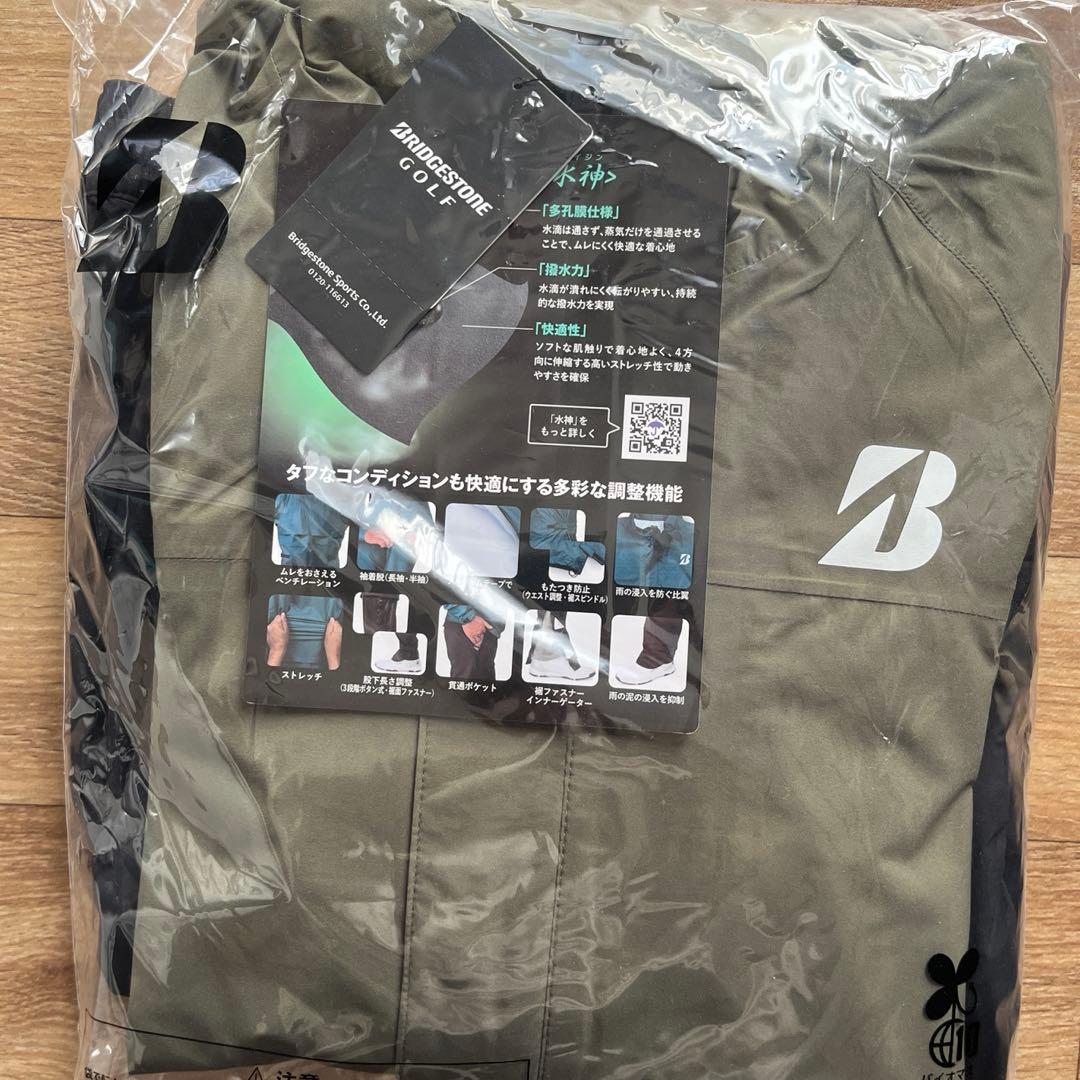 ブリヂストン ゴルフ 水神 レインウェア上下セット オリーブ/ブラック サイズM