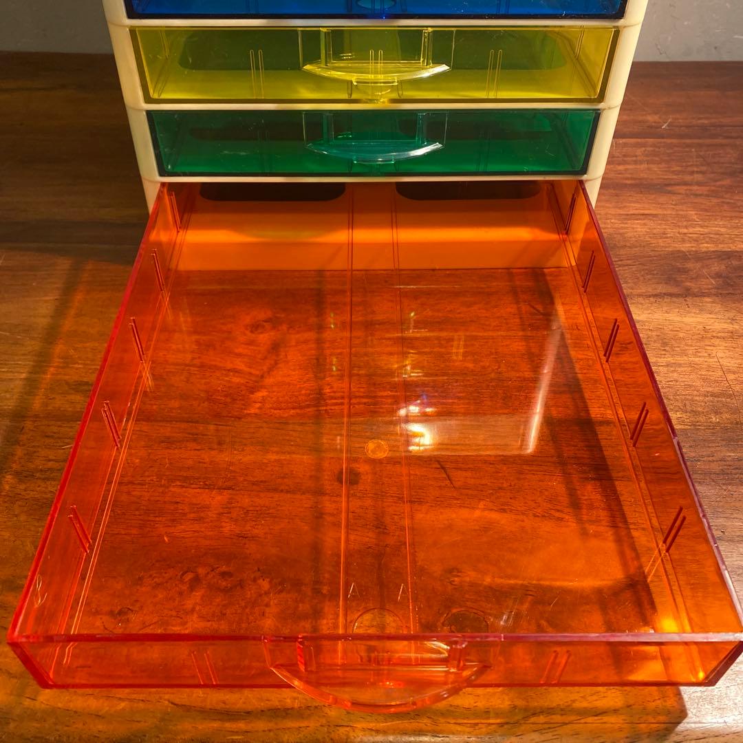 昭和レトロ 五段書類入れ 小引き出し 収納 レトロポップ スペースエイジ