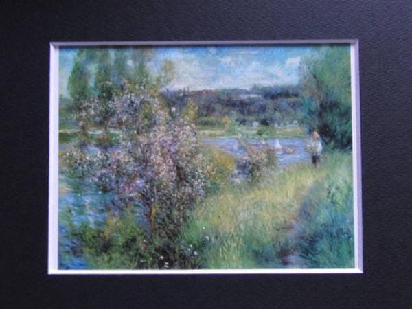 ルノワール 、【シャトゥーのセーヌ河】、希少画集画、新品高級額・額装付