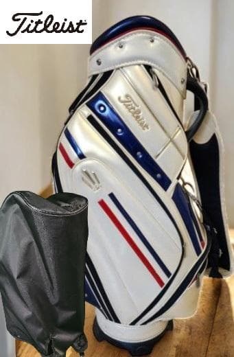 送料無料/美品　Titleist 高級エナメル大型キャディバッグトリコロール