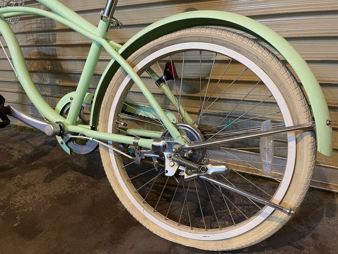 【引き渡し限定】ミントグリーン 22インチ ビーチクルーザー 前カゴ付き