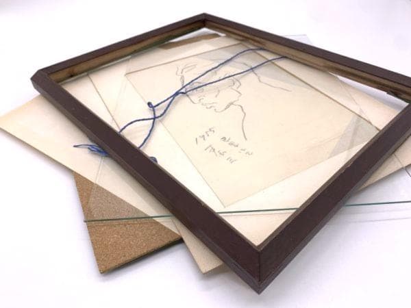 【 横山泰三 デッサン 】『1955　巴里にて』　ラフスケッチ　真作額装