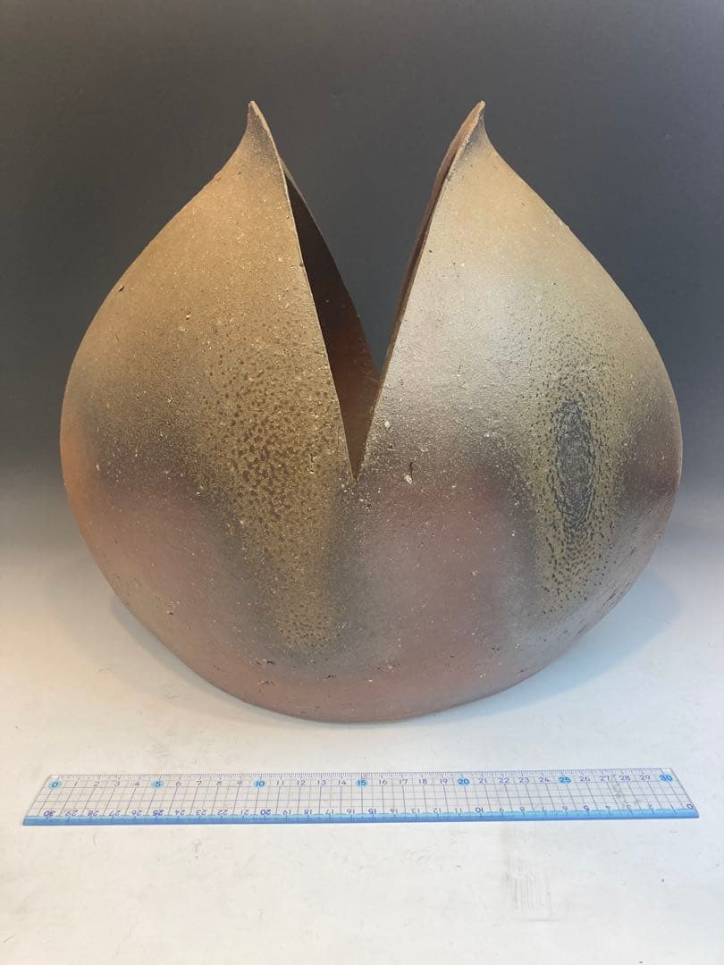 隠崎隆一 作 備前大花入 共箱 高さ 33cm 希少大作